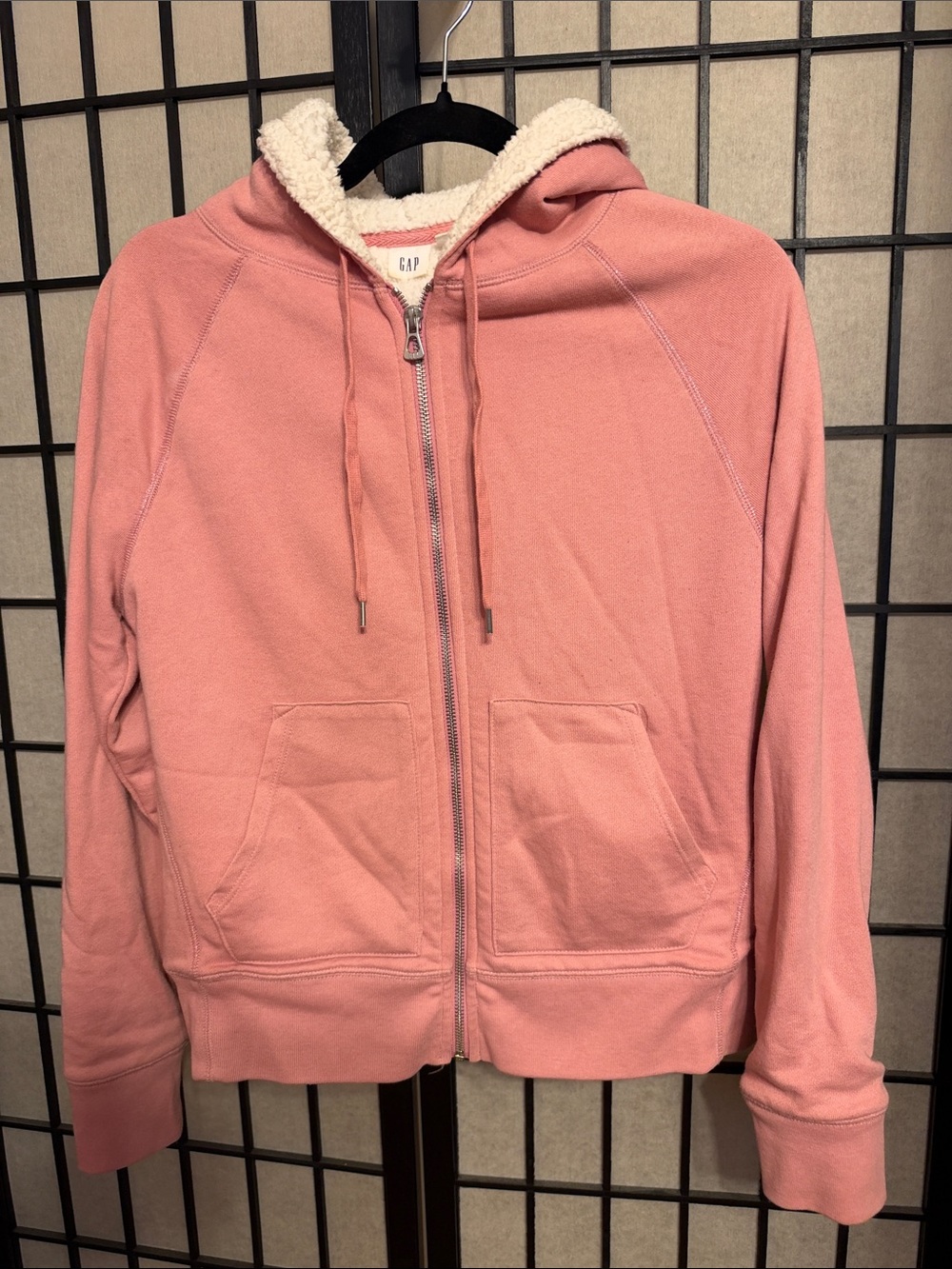 GAP Pink Sherpa-Lined Zip Hoodie